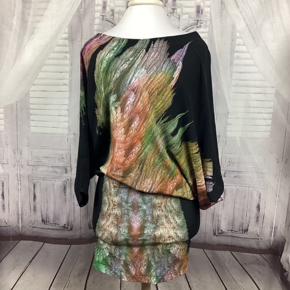 Karina Grimaldi Silk Black Watercolor Dress S